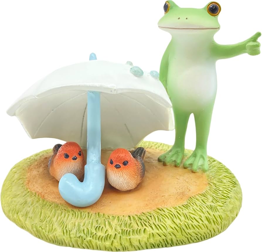 ✿美品✿ コポー コポタロウ 梅雨 傘 カッパ てるてる坊主 コポミ 雨 ６種 dショッピング |コポー 葉っぱを傘にするカエル カエル 置物